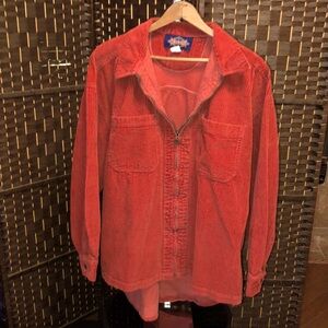 Dark Orange men’s zip up Corduroy shirt jacket XL by Courage